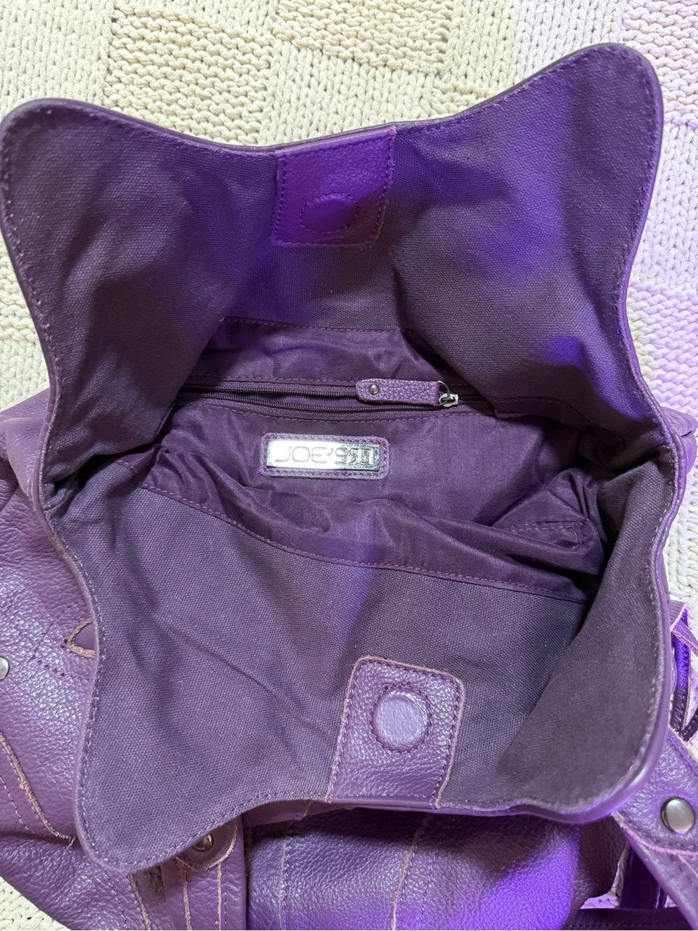 Joe’s Purple Leather Tote Bag - Picture 7 of 10